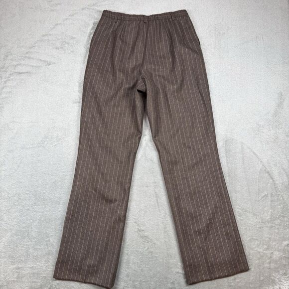 Pendleton Pants Women's 8 Wool Trousers High Waist Pleated Brown Pin Striped - Picture 2 of 11